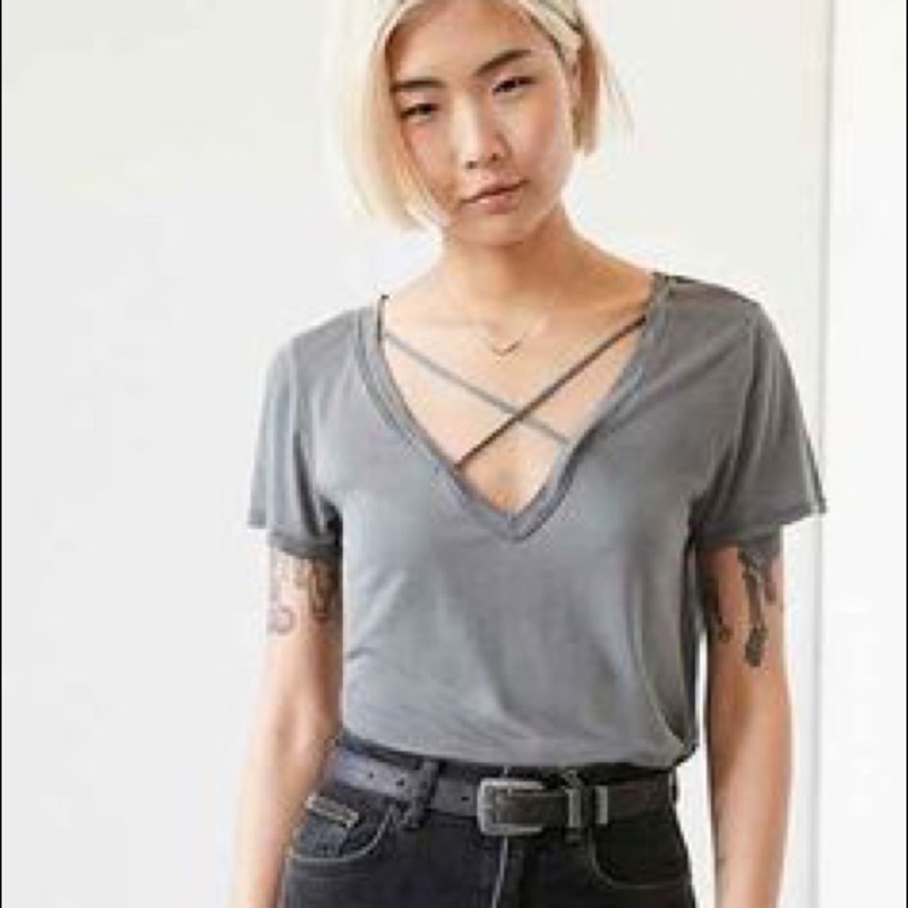 Grey Criss Cross T